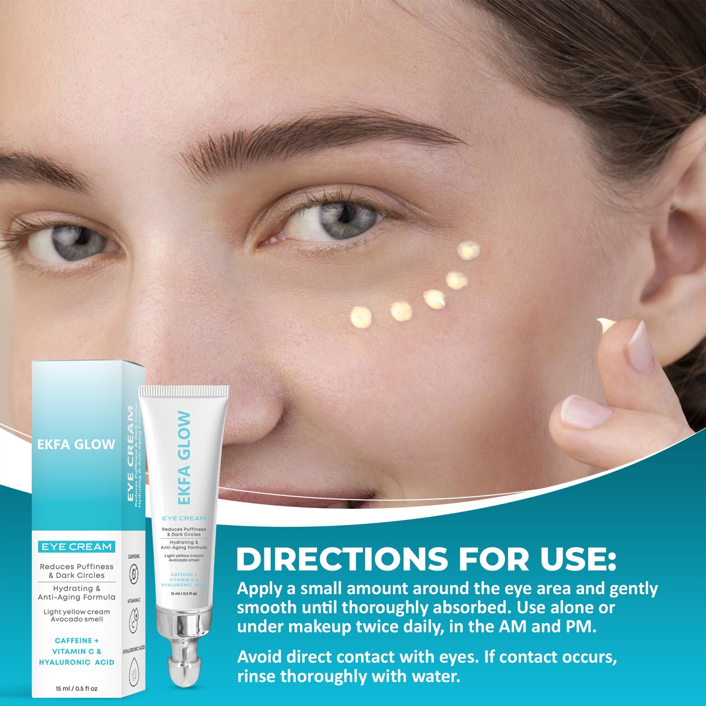 Revitalizing Eye Cream – Reduce Puffiness & Dark Circles with Caffeine & Vitamin C | Ekfa Glow