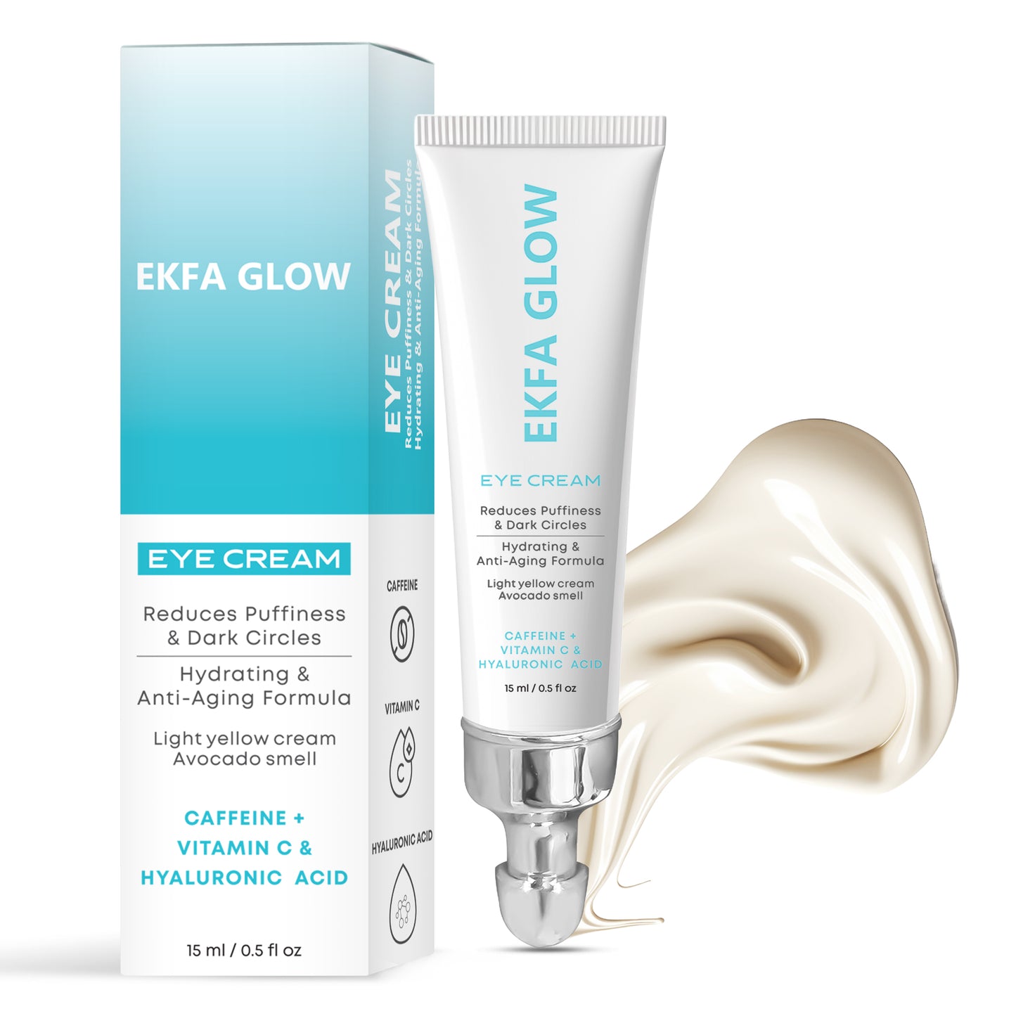 Revitalizing Eye Cream – Reduce Puffiness & Dark Circles with Caffeine & Vitamin C | Ekfa Glow
